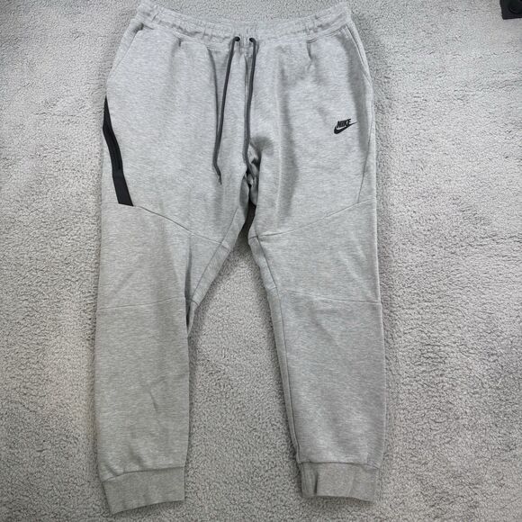 Nike Jogger Pants Mens XXL Grey Tech Fleece Knit Drawstring Pockets Comfort - Picture 1 of 12